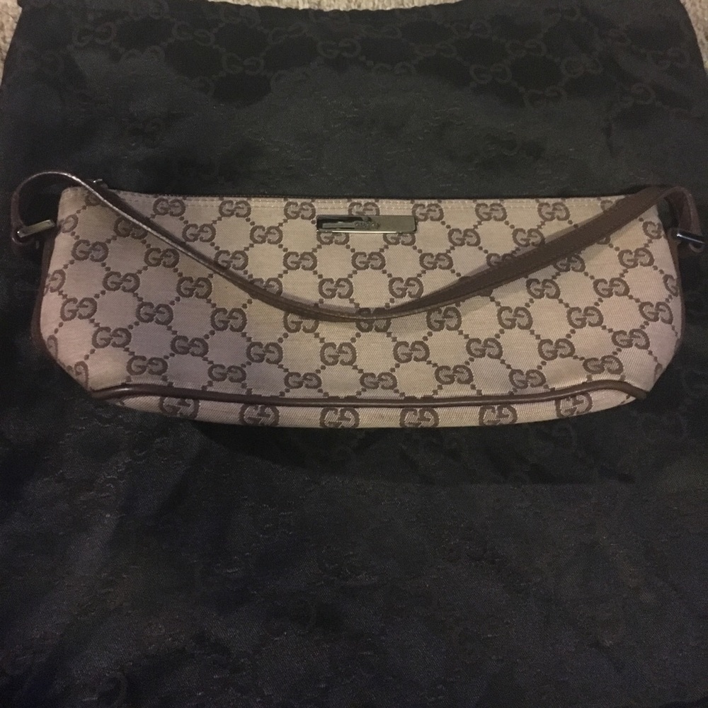 Brown Canvas Gucci Baguette Purse